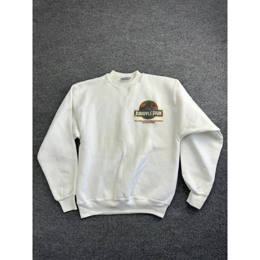VNTG 90s Apple‎ Mac Sweatshirt Men's M "Jurapple" Company Extinction Joke RARE